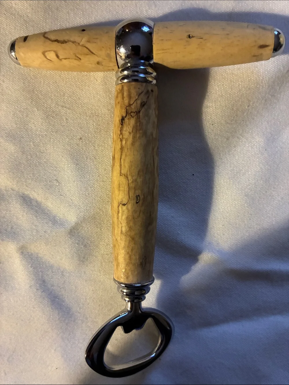 Wood Handle T-Style Bottle Opener - Natural Olive Wood Carved /smoothed by Hand